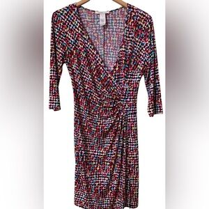 Laundry by design multi color faux wrap dress